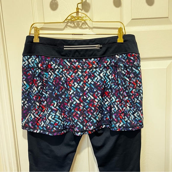 Athleta Size Large Electric Placid 2 in 1 Tight Skirt Navy Blue Fleece Lined - Picture 7 of 11